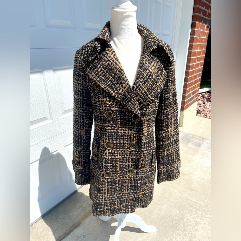 Trina Turk Tweed Brown Coat Old Money Quiet Luxury Size 6